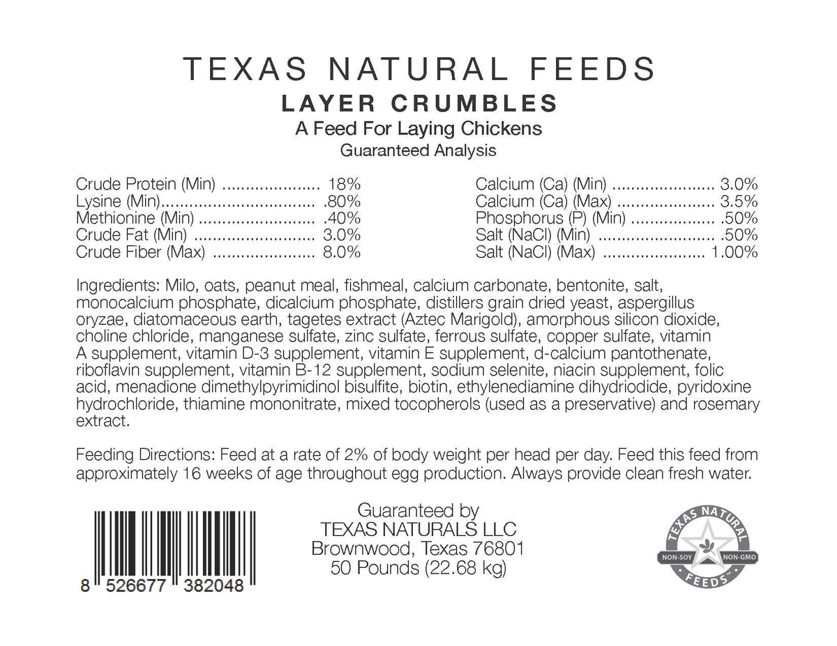 Texas Natural Feeds Layer Crumbles Waxahachie, TX Boyce Feed and Grain