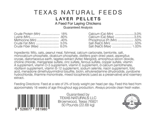 Texas Natural Feeds Layer Pellets