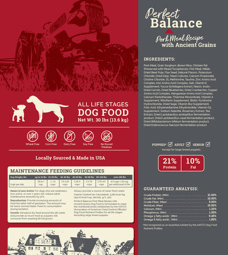 Muenster Perfect Balance Pork Meal Recipe with Ancient Grains Dog Food