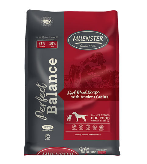 Muenster Perfect Balance Pork Meal Recipe with Ancient Grains Dog Food